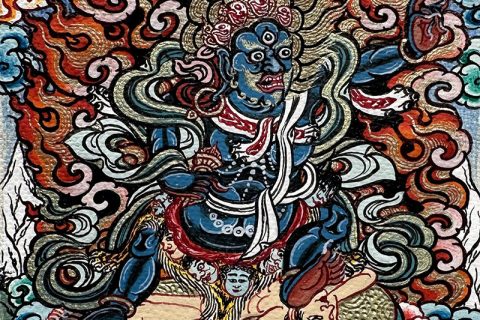 编号118-4478751：彩绘小唐卡-莲师八变·狮子吼声（长方形·5*4CM左右）