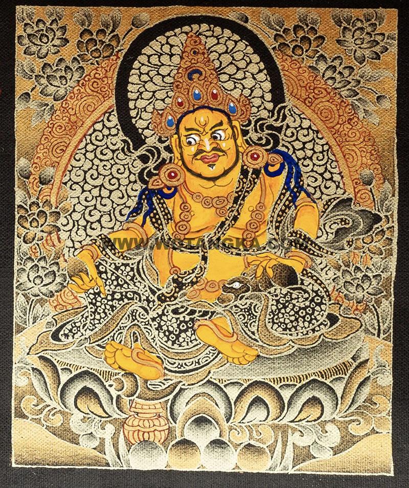 编号118-5450407：黑金小唐卡-黄财神（长方形·5*4CM左右）