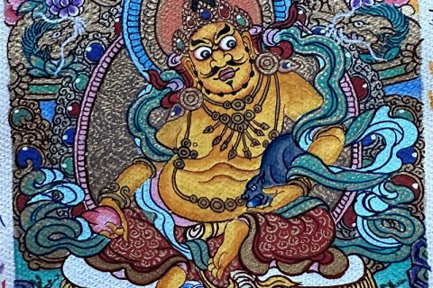 编号118-5518040：彩绘小唐卡-黄财神（长方形·5*4CM左右）