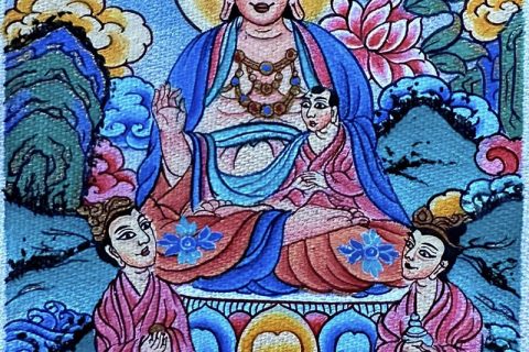 编号118-6780680：彩绘小唐卡-鬼子母（长方形·5*4CM左右）