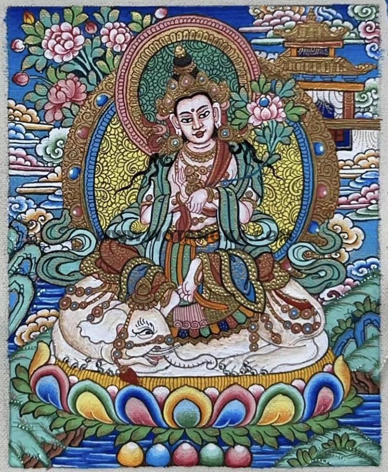 编号118-6843272：彩绘小唐卡-骑象普贤菩萨（长方形·5*4CM左右）