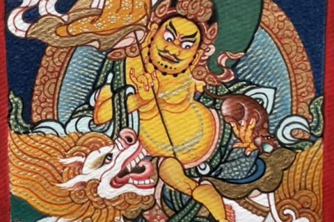 编号118-7055044：彩绘小唐卡-财宝天王（长方形·5*4CM左右）