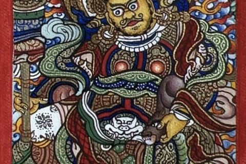 编号118-7095968：彩绘小唐卡-财宝天王（长方形·5*4CM左右）