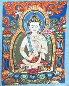 编号118-7439276：彩绘小唐卡-虚空藏菩萨（长方形·5*4CM左右）