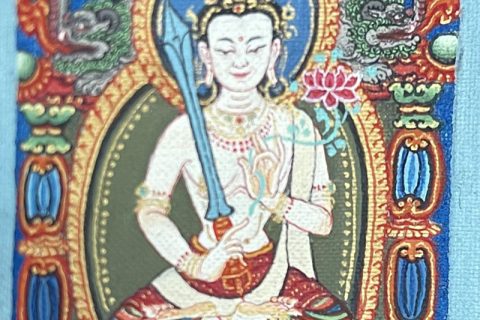 编号118-7439276：彩绘小唐卡-虚空藏菩萨（长方形·5*4CM左右）