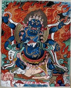 编号118-7792066：彩绘小唐卡-六臂玛哈嘎拉（长方形·5*4CM左右）