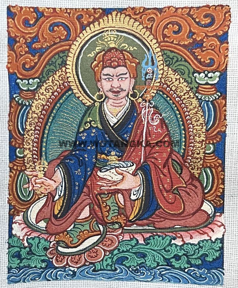 编号118-7869510：彩绘小唐卡-莲花生大士（长方形·5*4CM左右）