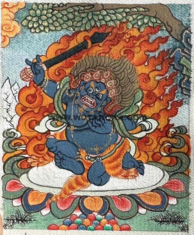 编号118-8015828：彩绘小唐卡-不动明王（长方形·5*4CM左右）