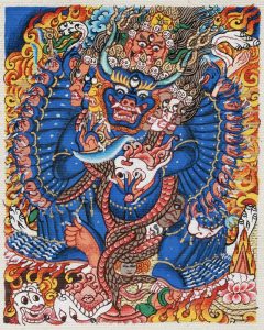 编号118-8055185：彩绘小唐卡-大威德金刚（长方形·5*4CM左右）