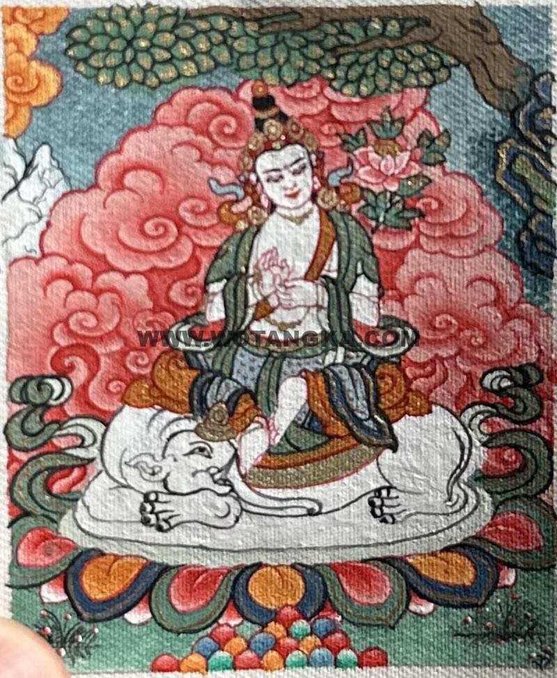 编号118-8292989：彩绘小唐卡-骑象普贤菩萨（长方形·5*4CM左右）