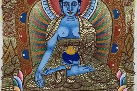 编号118-8298907：黄金小唐卡-药师佛（长方形·5*4CM左右）