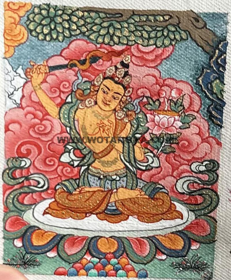 编号118-8586876：彩绘小唐卡-文殊菩萨（长方形·5*4CM左右）
