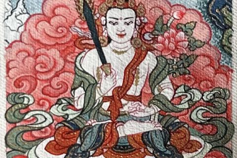 编号118-8833274：彩绘小唐卡-虚空藏菩萨（长方形·5*4CM左右）