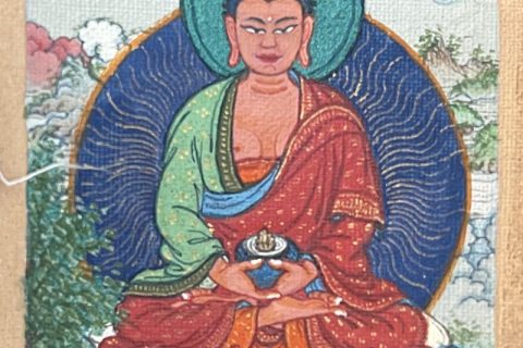 编号118-8872313：彩绘小唐卡-阿弥陀佛（长方形·5*4CM左右）