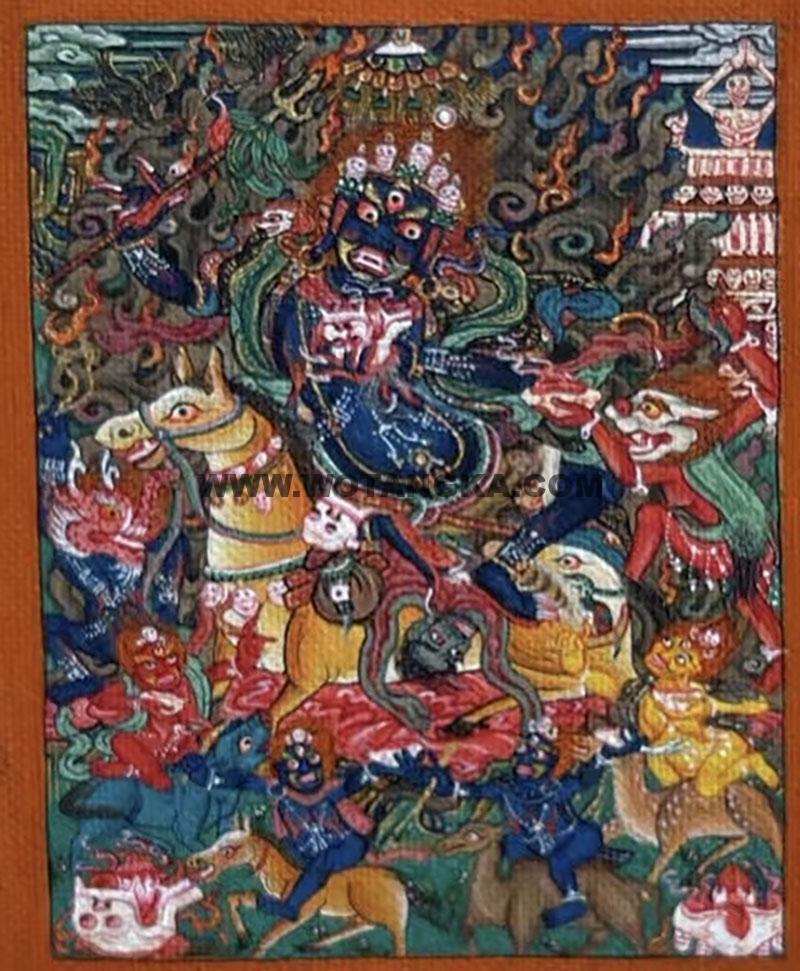 编号118-9069185：彩绘小唐卡-吉祥天母（长方形·5*4CM左右）