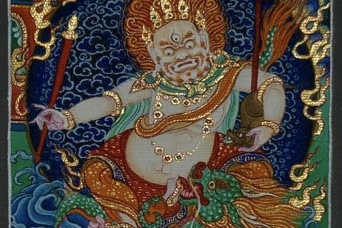 编号118-9194461：彩绘小唐卡-白财神（长方形·5*4CM左右）