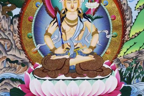 编号138-226539：彩绘唐卡-虚空藏菩萨（60*45CM左右）