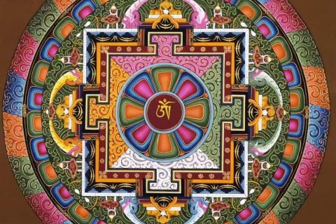 编号138-240864：彩绘唐卡-吉祥八宝坛城（80*50CM左右）