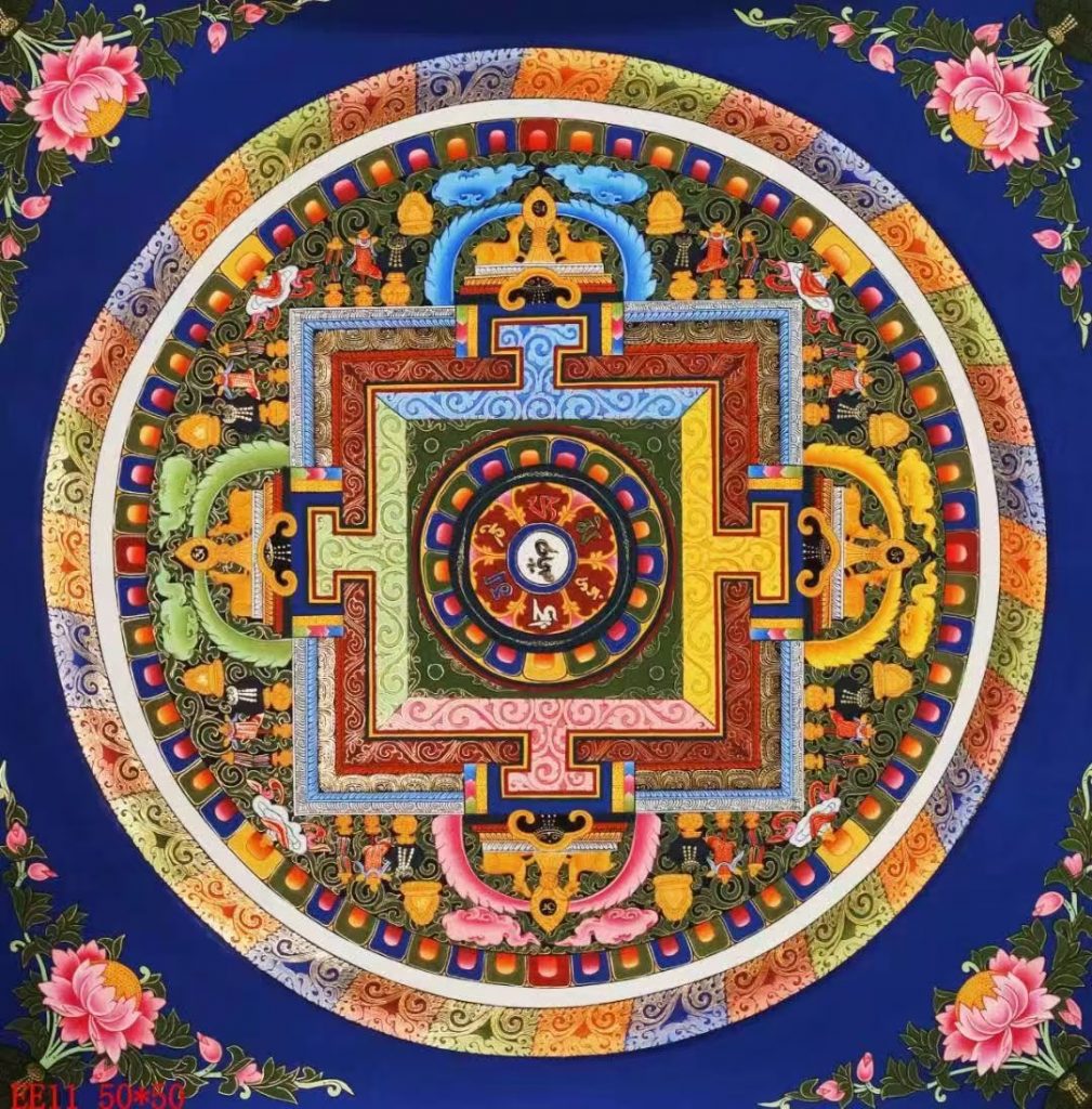 编号138-242870：彩绘唐卡-时轮金刚坛城（50*50CM左右）