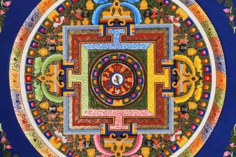 编号138-242870：彩绘唐卡-时轮金刚坛城（50*50CM左右）