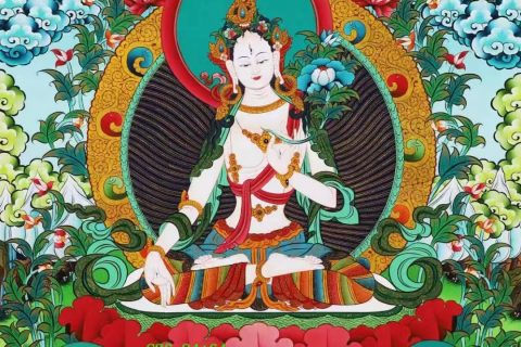 编号138-243205：彩绘唐卡-白度母（94*64CM左右）