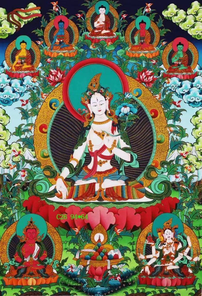 编号138-243205：彩绘唐卡-白度母（94*64CM左右）