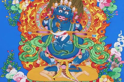 编号138-245442：彩绘唐卡-宝帐护法（67*50CM左右）