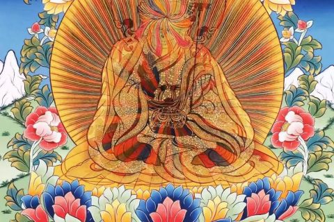 编号138-246814：彩绘唐卡-莲花生大士·虹光法身（60*45CM左右）