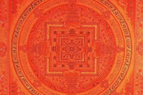 编号138-253475：红金唐卡-时轮金刚坛城（45*45CM左右）