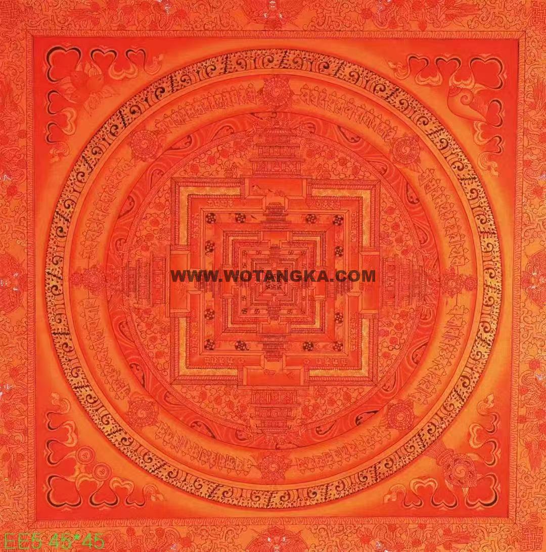编号138-253475：红金唐卡-时轮金刚坛城（45*45CM左右）