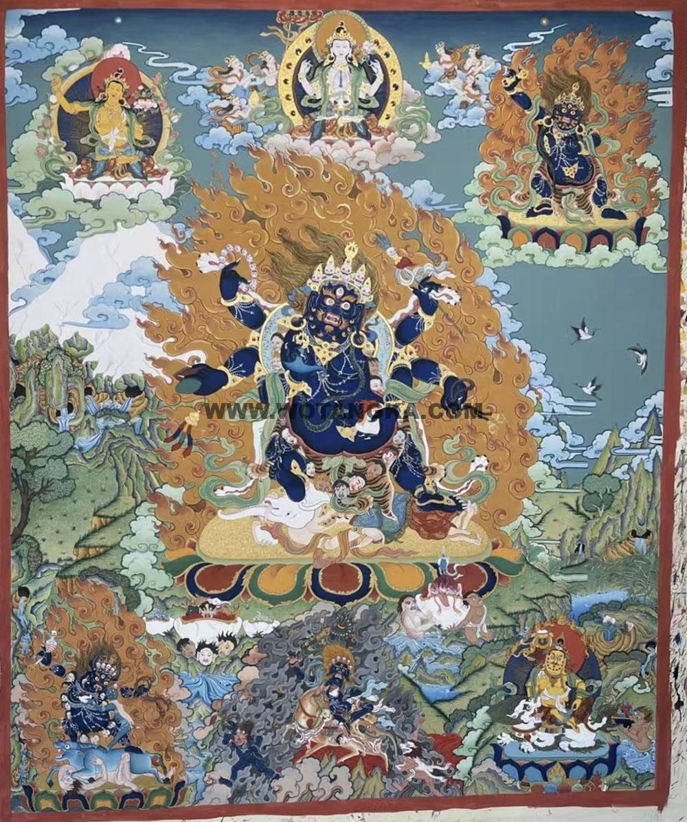 编号188-116255:彩绘唐卡-六臂玛哈嘎拉(100*80CM左右)