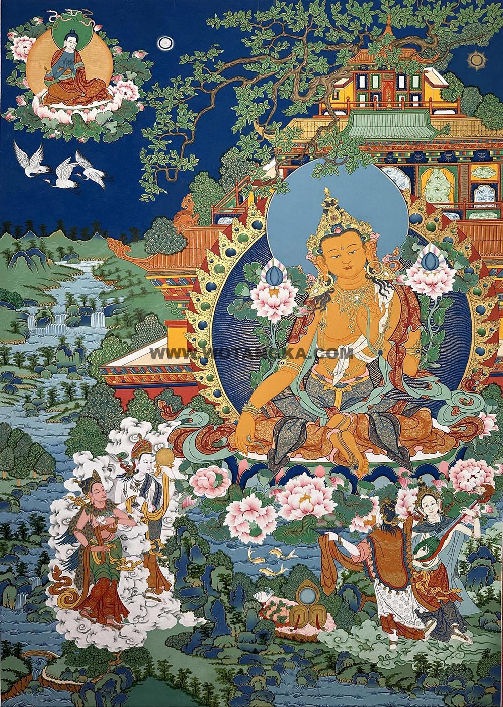 西藏-索朗·画院:彩绘唐卡-文殊菩萨(80*60CM左右)