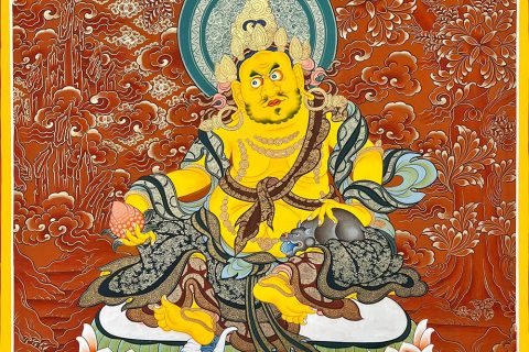 编号188-133779：红金唐卡-黄财神（60*45CM左右）