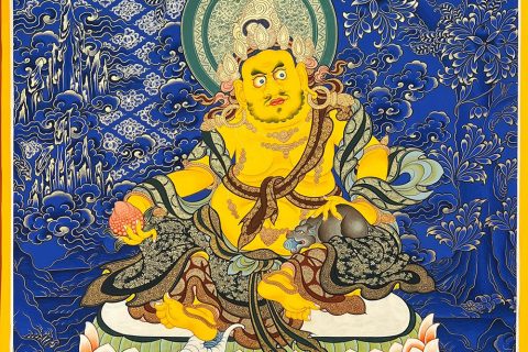 编号188-134418：蓝金唐卡-黄财神（60*45CM左右）
