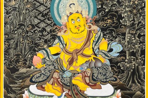 编号188-136788：黑金唐卡-黄财神（60*45CM左右）
