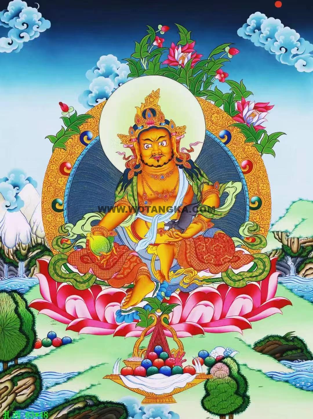 编号138-210527:彩绘唐卡-黄财神(63*48CM左右)