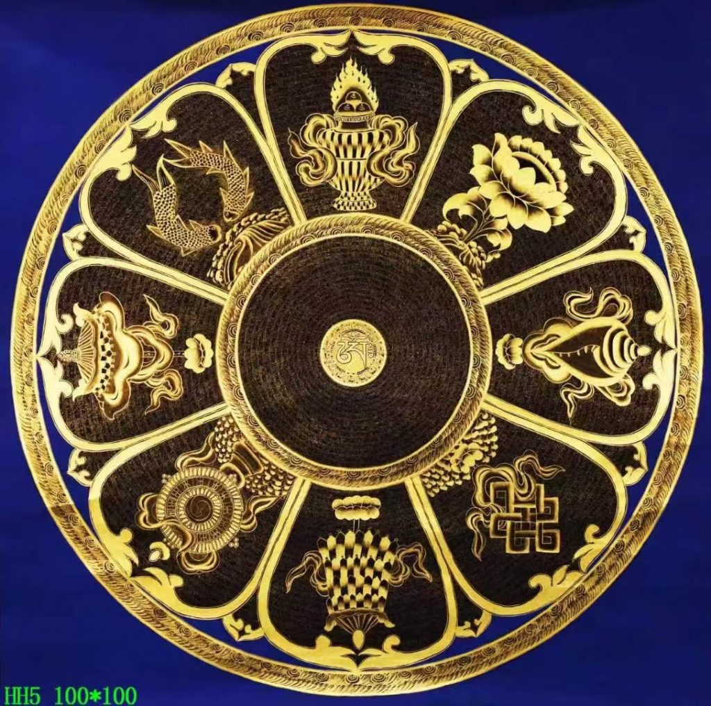 编号138-225765：黑金唐卡-吉祥八宝坛城（100*100CM左右）