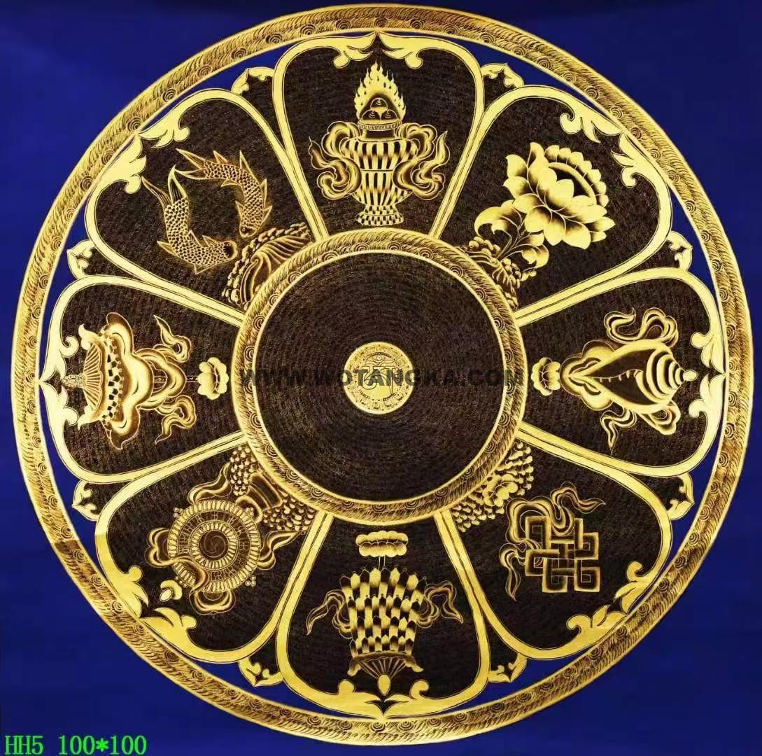 编号138-225765:黑金唐卡-吉祥八宝坛城(100*100CM左右)