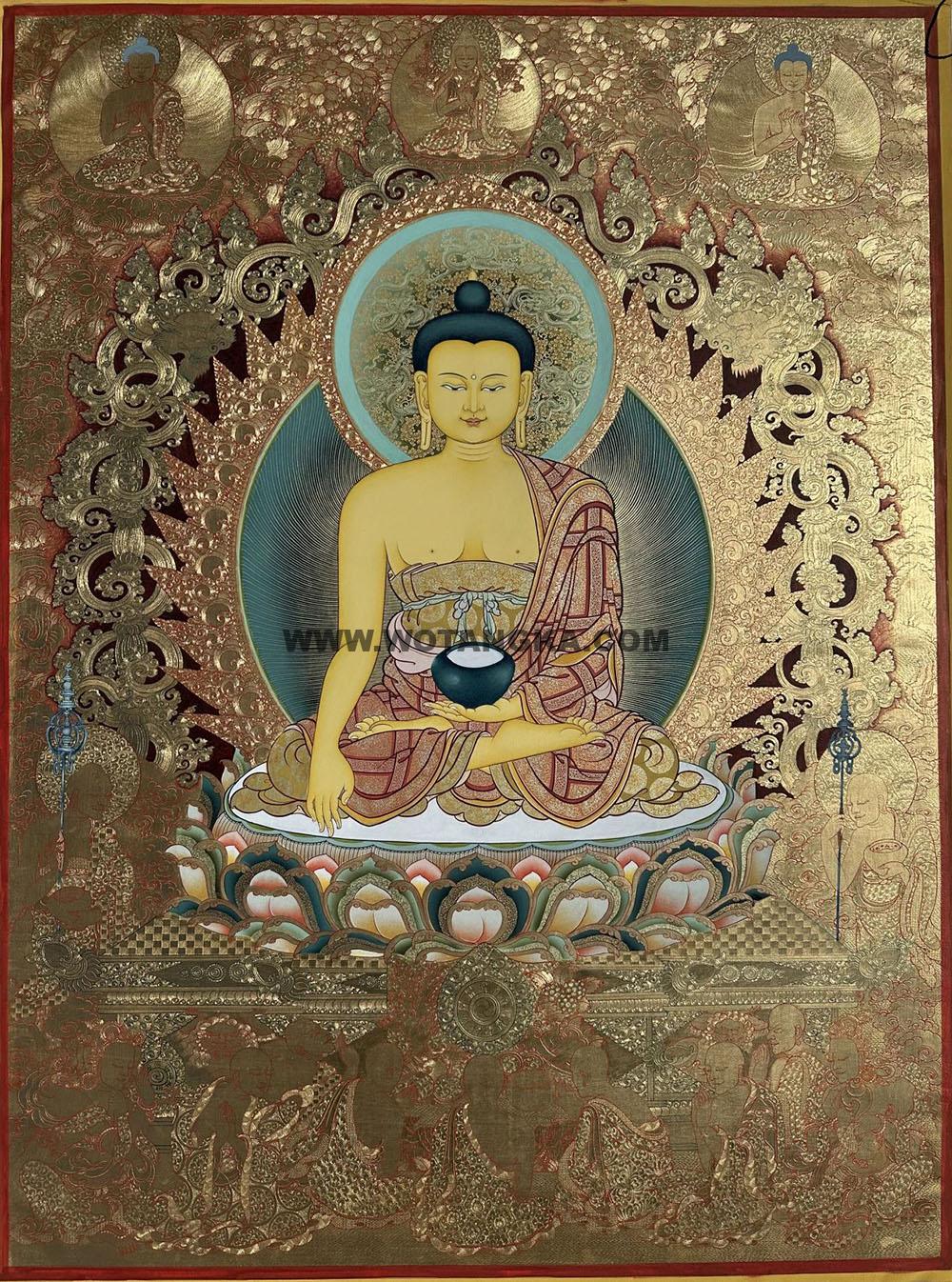 热贡-扎西·画院:黄金唐卡-释迦牟尼佛(80*60CM左右)