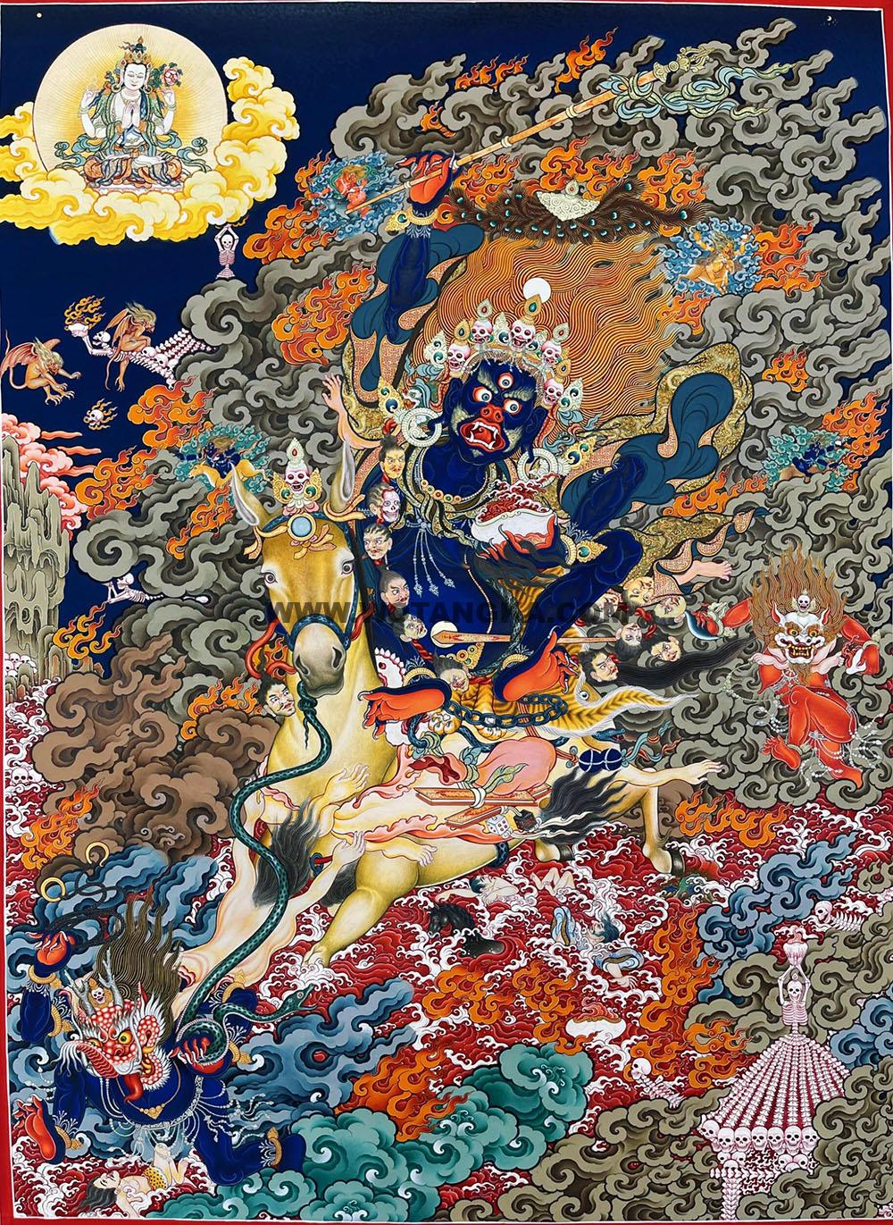 编号188-943071:彩绘唐卡-吉祥天母(80*60CM左右)