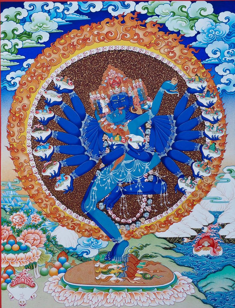 【希少】時代物　唐卡 唐物 仏様 唐卡寄卖编号：JM·188-126598-释迦牟尼佛菩提树下三罗汉供奉吉祥