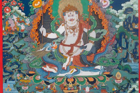 编号188-961506：彩绘唐卡-白财神·五方财神（100*70CM左右）