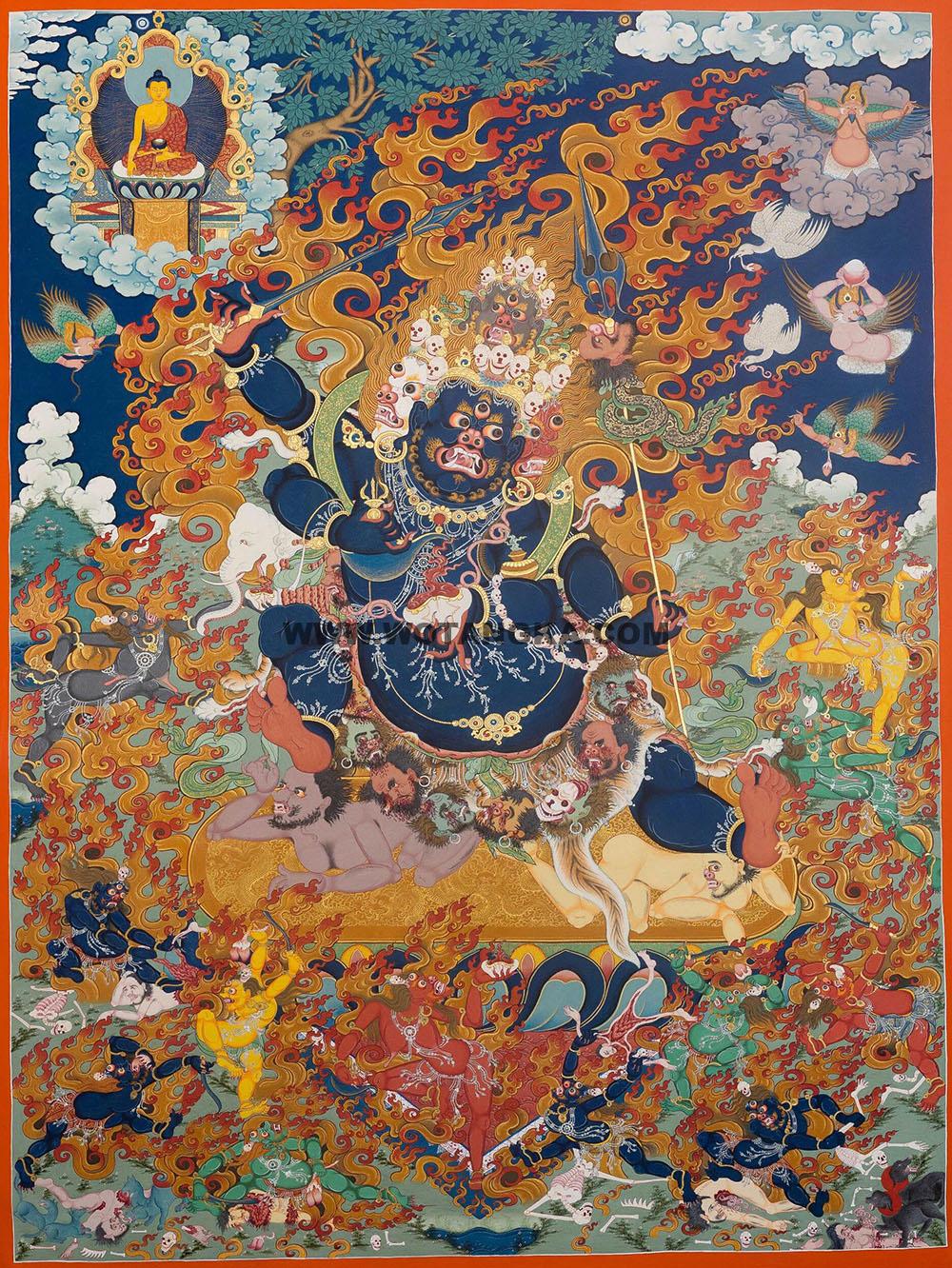 编号188-962423:彩绘唐卡-四面四臂玛哈嘎拉(100*70CM左右)