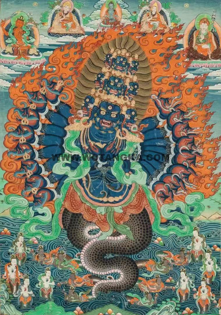 沃唐卡编号AC15126:九面十八臂降龙罗刹文殊