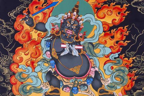 沃唐卡编号AC24985：黑文殊菩萨