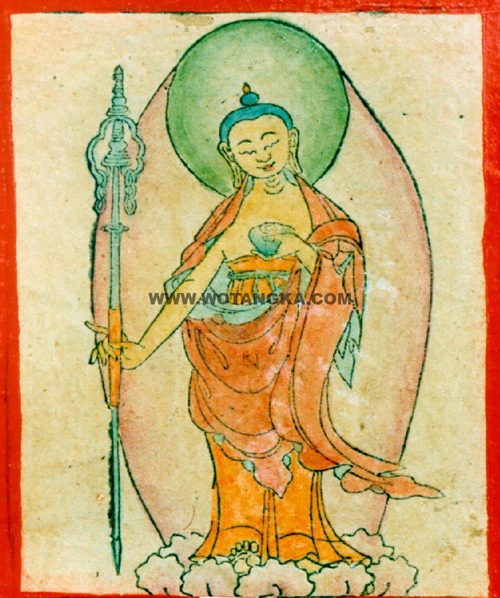 沃唐卡编号AC44800：六道佛陀之人道佛陀