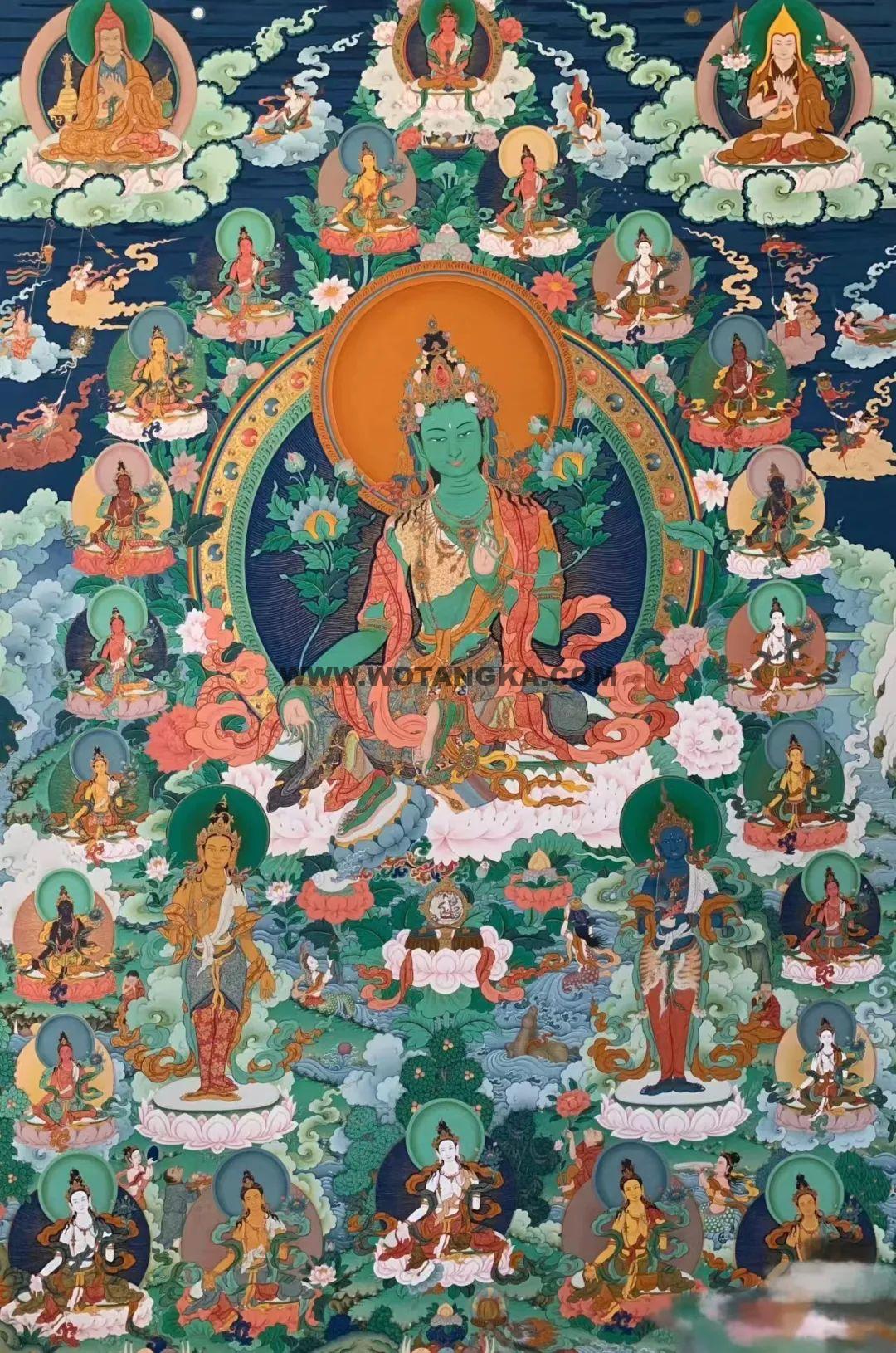 沃唐卡编号AC51827：绿度母·二十一度母