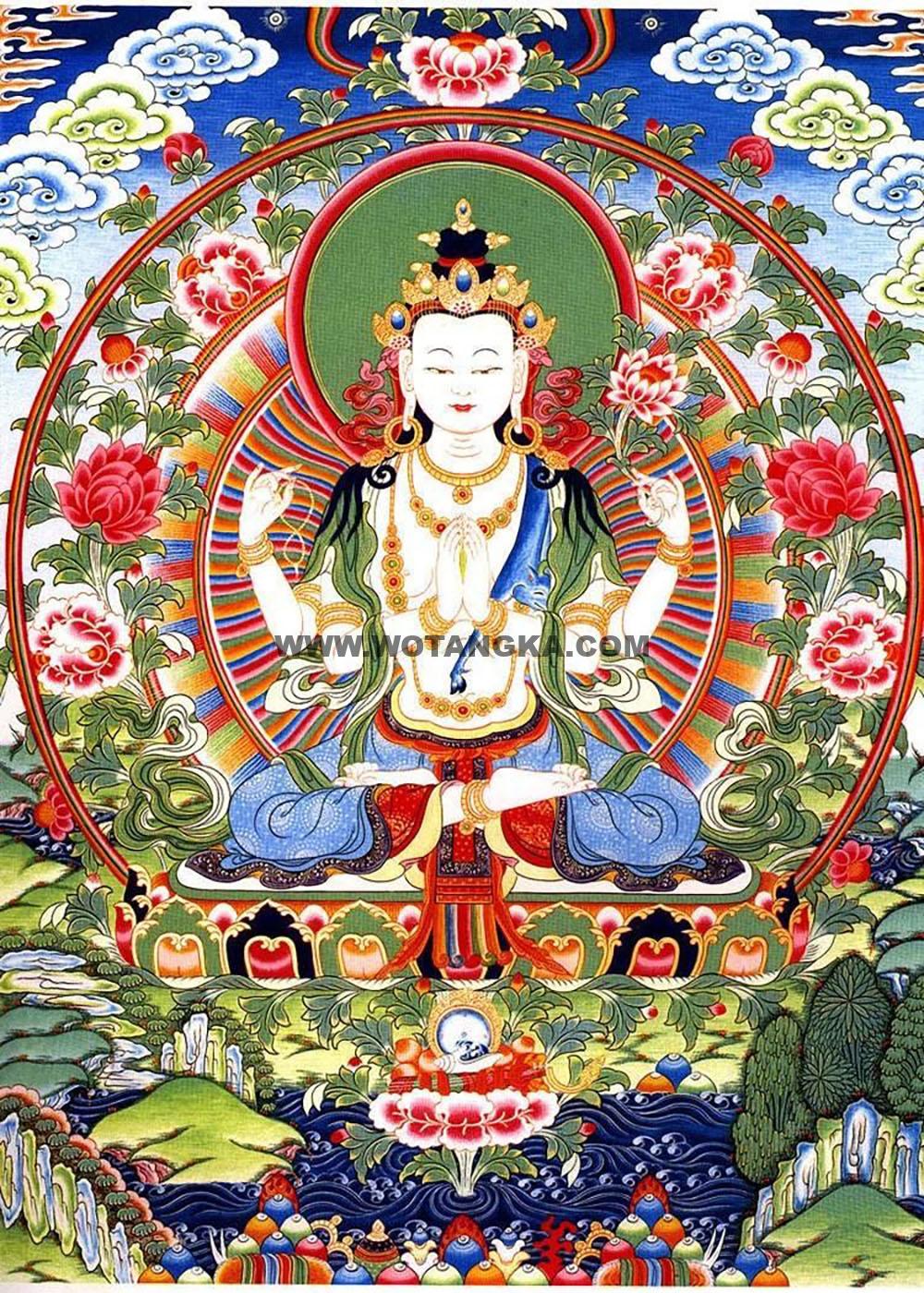 沃唐卡编号AC53307：四臂观音