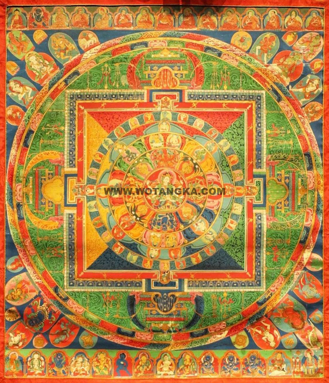 沃唐卡编号AC66216：五部陀罗尼坛城