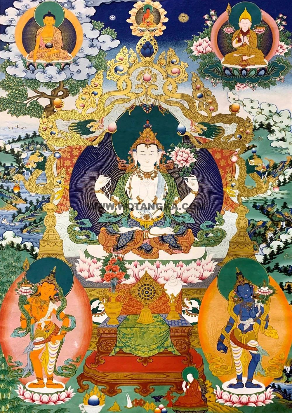 沃唐卡编号AC67456：四臂观音